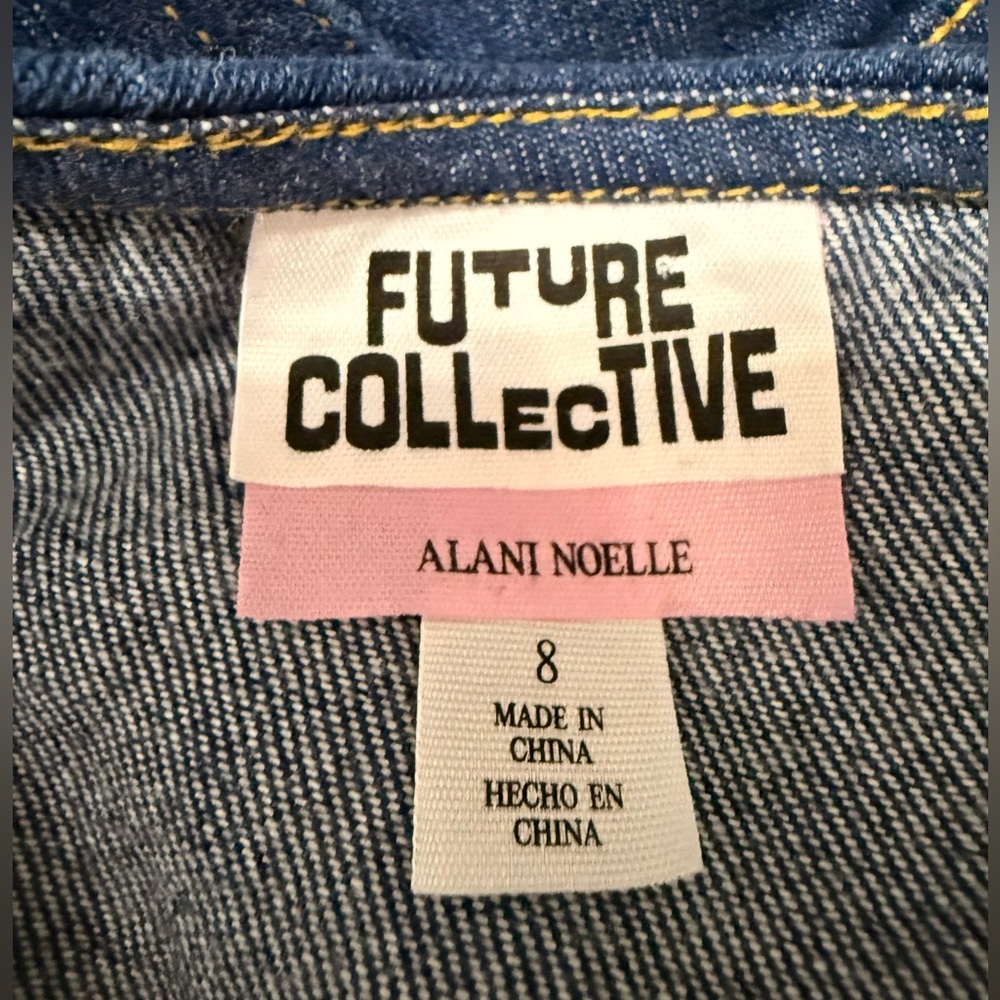 Future Collective Denim Halter Button-Front Dress - Dark Blue size 8 - Picture 3 of 8